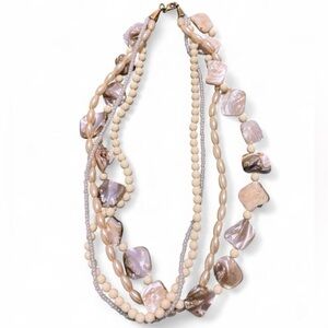 Vintage Avon Multi-Strand Shell & Pearl Beaded Necklace, Mermaidcore